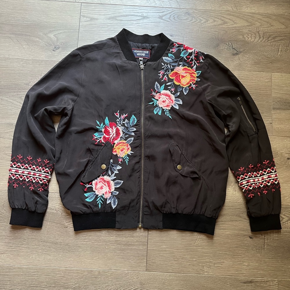 Johnny Was Y2K Silk Embroidered Jacket